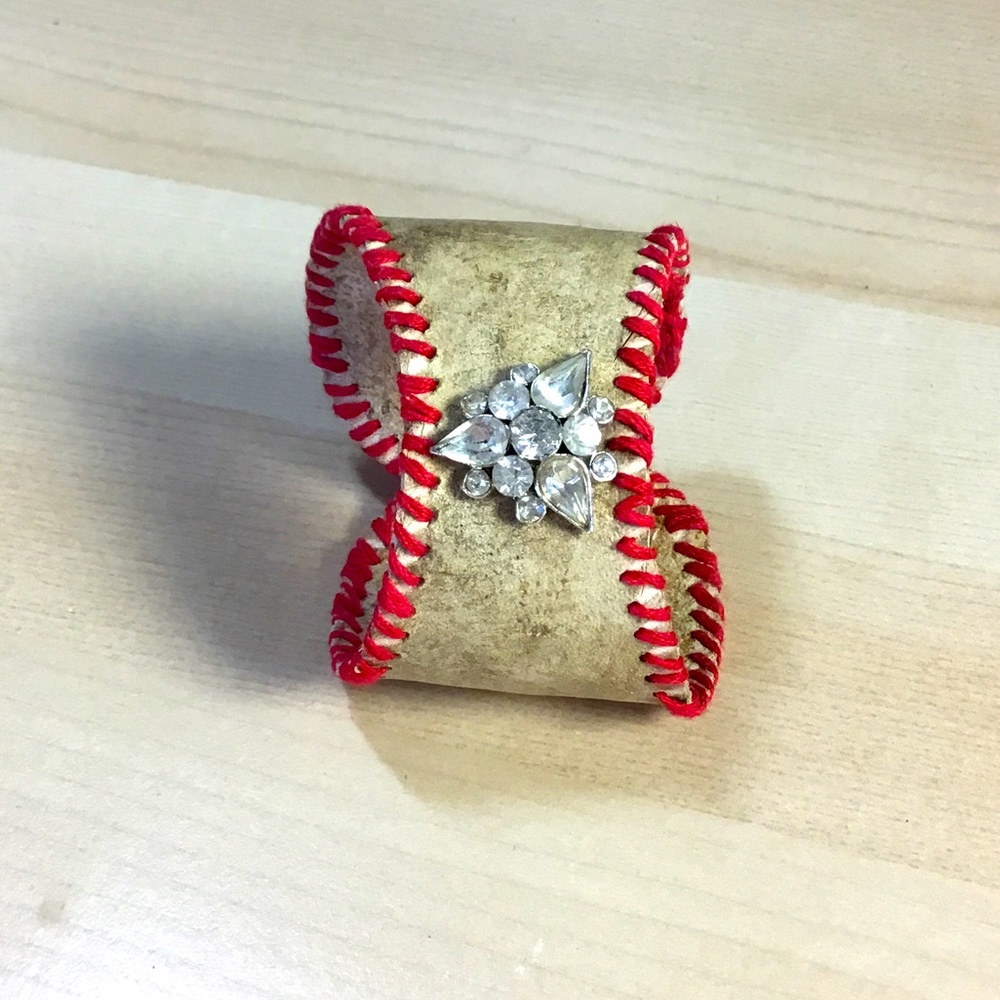 Actual baseball leather cuff